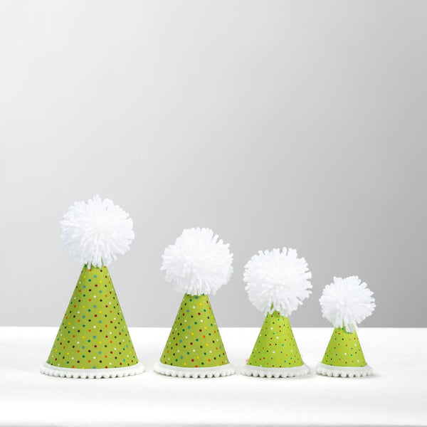 Green Confetti Dots Party Hats