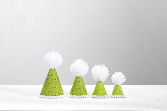 Green Confetti Dots Party Hats